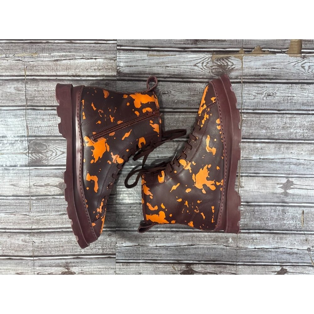 Camper Brutus Combat leather Boots Sz 45 US 12 color Burgundy and orange Autun- - Picture 5 of 10